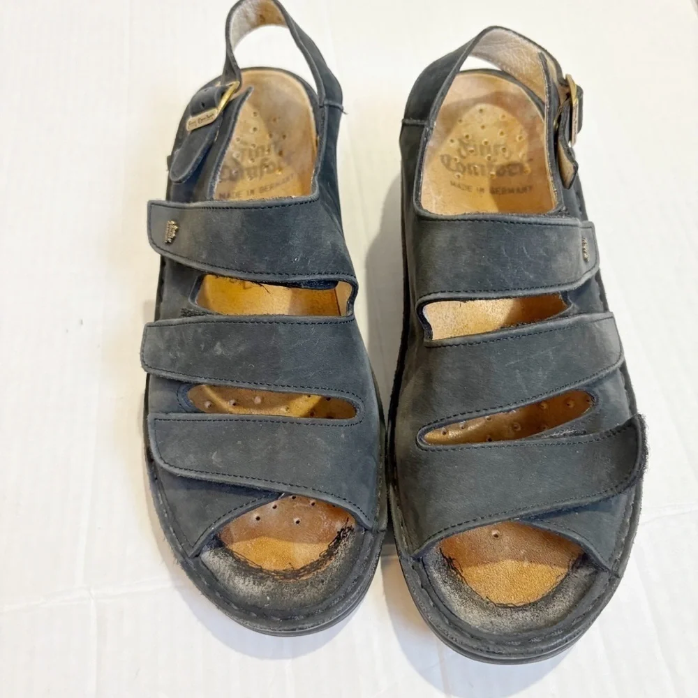 Finn Comfort Sylt Sandals Black Suede Size 7.5 or 8 Size UK 5 Leather Sole
